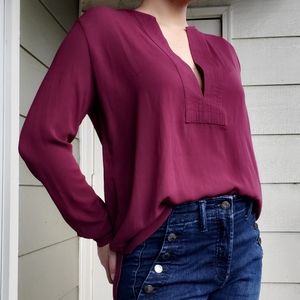 Lumière | Burgundy Long-Sleeve Blouse • Size M